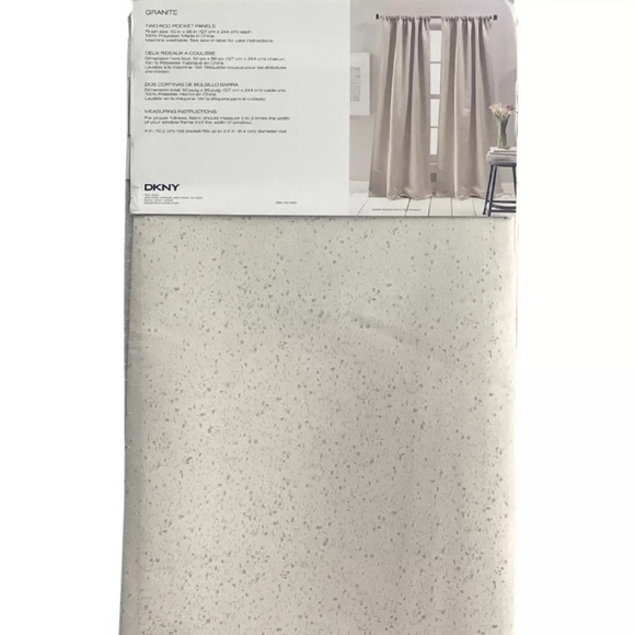 DKNY 50" x 96" Two GRANITE Rod Pocket Designer Window Curtains Panels Drapes NEW - Picture 2 of 3